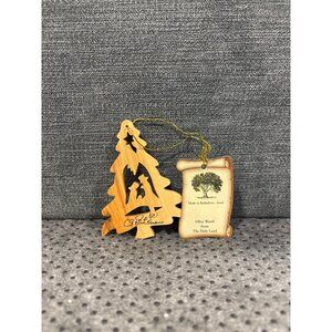 Handcrafted Olive Wood Bethlehem Nativity Tree Ornament